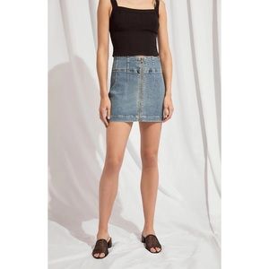 Free People Virgo Mini Skirt Indigo Blue Denim 25